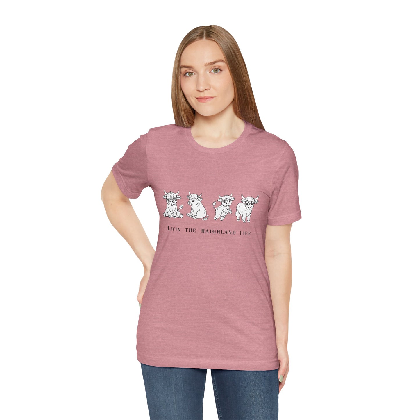 Highland Cow T‑Shirt - "Livin' the Highland Life" Cute Scottish Cattle Graphic Tee