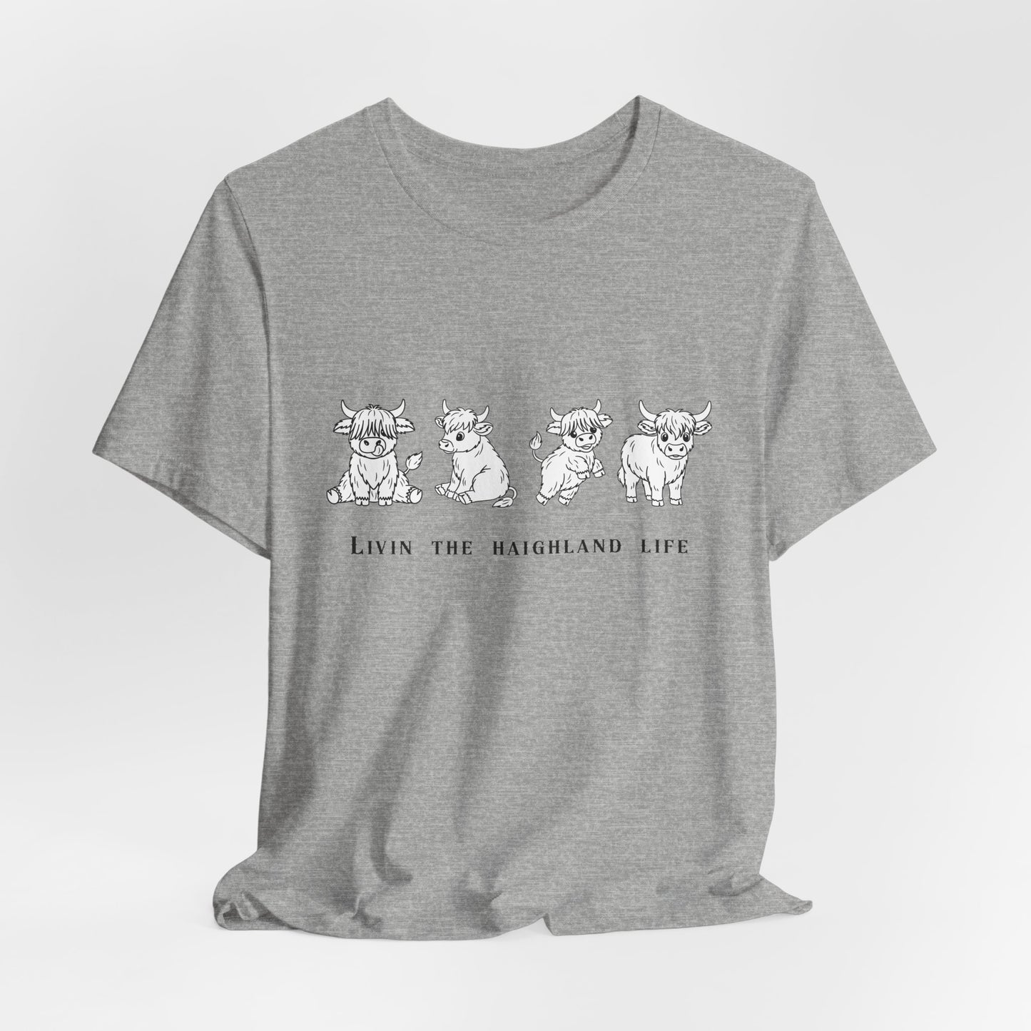 Highland Cow T‑Shirt - "Livin' the Highland Life" Cute Scottish Cattle Graphic Tee