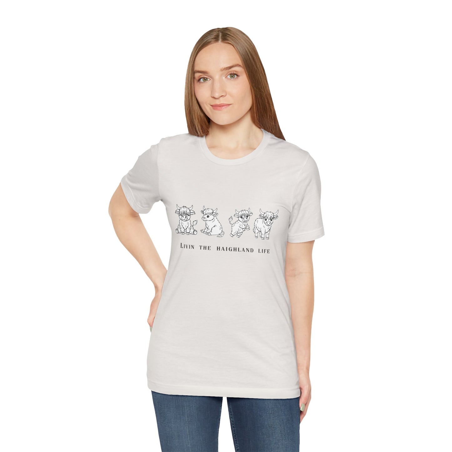 Highland Cow T‑Shirt - "Livin' the Highland Life" Cute Scottish Cattle Graphic Tee