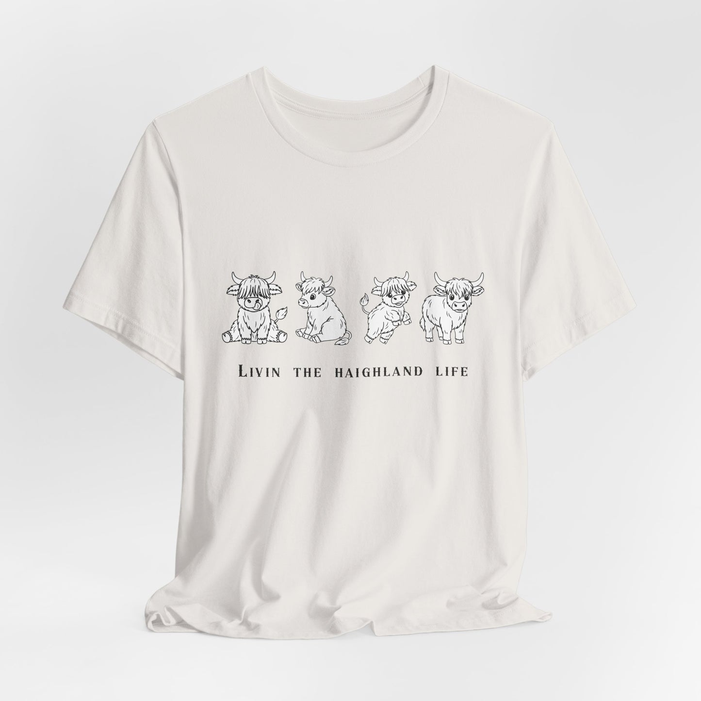 Highland Cow T‑Shirt - "Livin' the Highland Life" Cute Scottish Cattle Graphic Tee