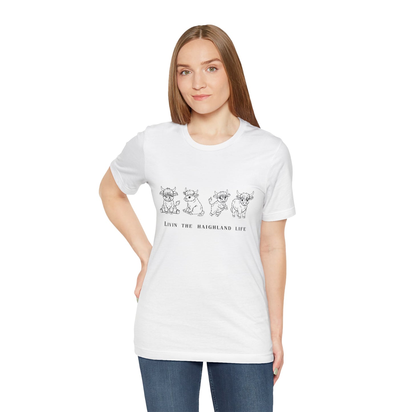 Highland Cow T‑Shirt - "Livin' the Highland Life" Cute Scottish Cattle Graphic Tee