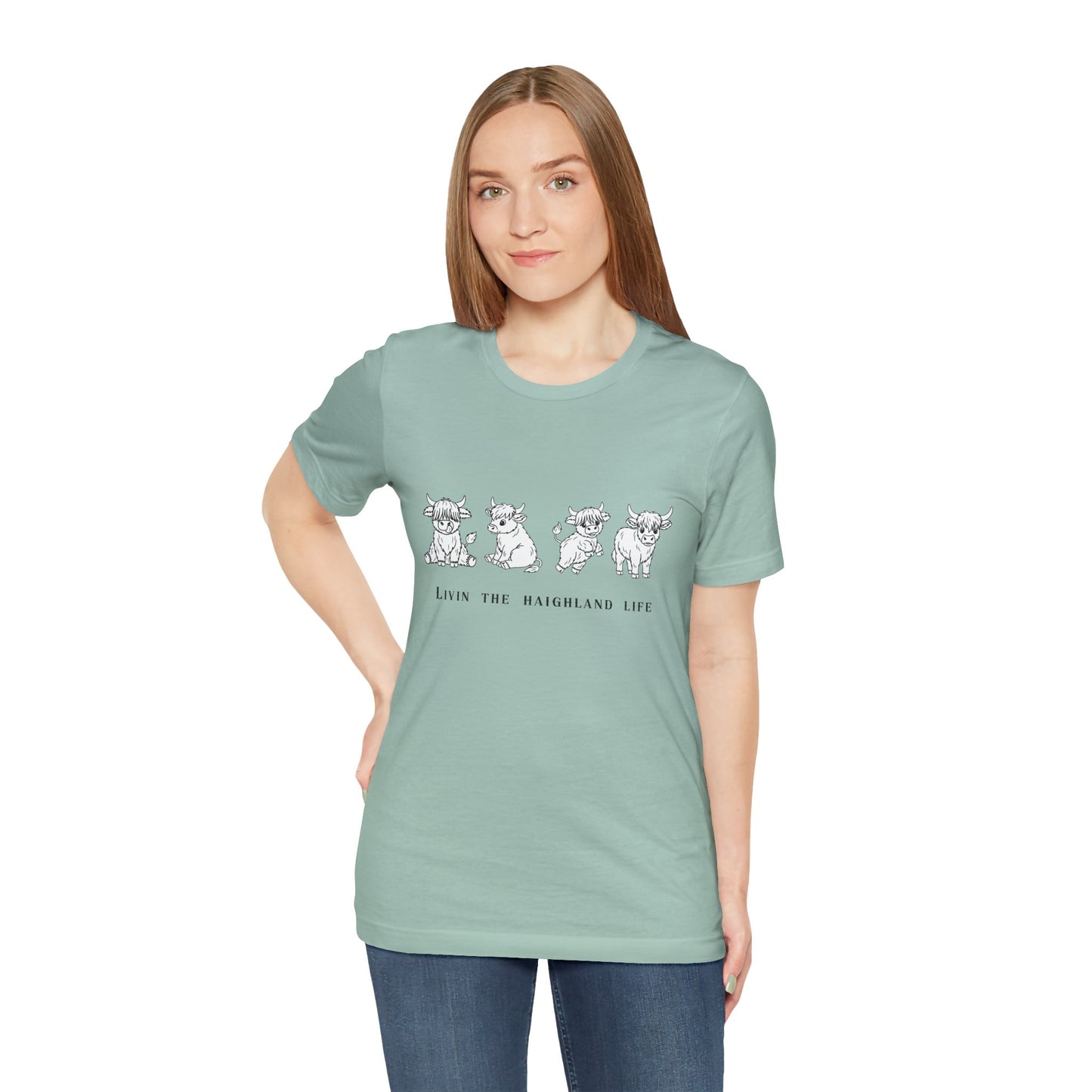 Highland Cow T‑Shirt - "Livin' the Highland Life" Cute Scottish Cattle Graphic Tee