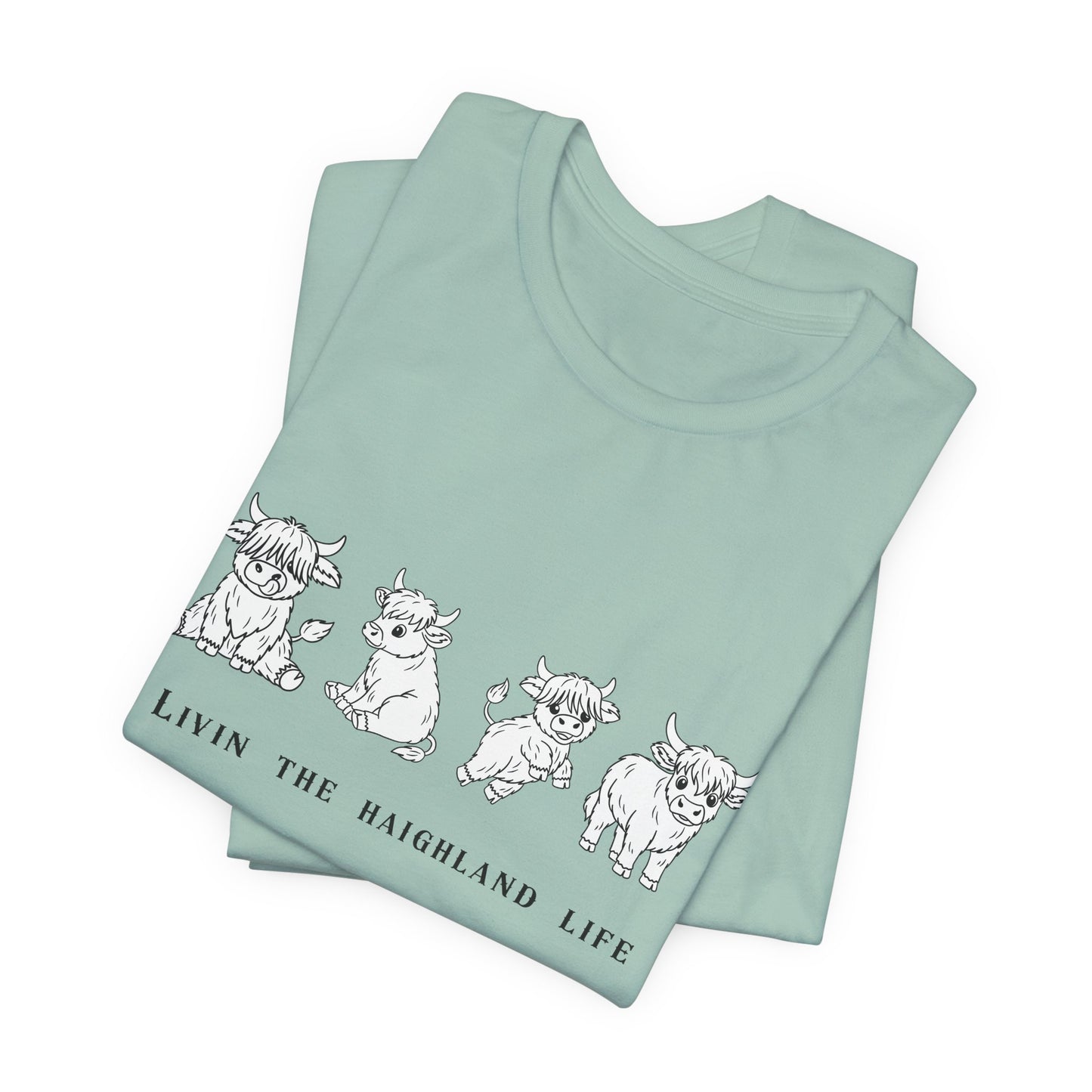 Highland Cow T‑Shirt - "Livin' the Highland Life" Cute Scottish Cattle Graphic Tee