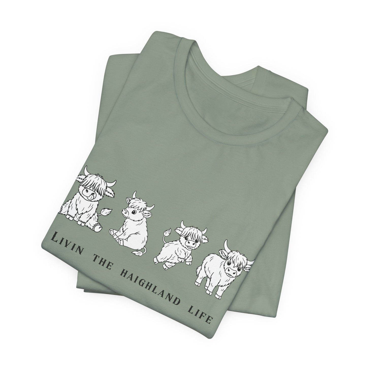 Highland Cow T‑Shirt - "Livin' the Highland Life" Cute Scottish Cattle Graphic Tee