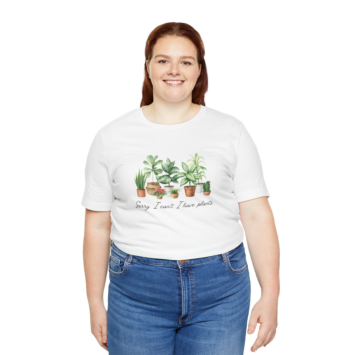 Plant Lover T‑Shirt - 'Sorry I Can't I Have Plants' Cute Potted Houseplants Tee