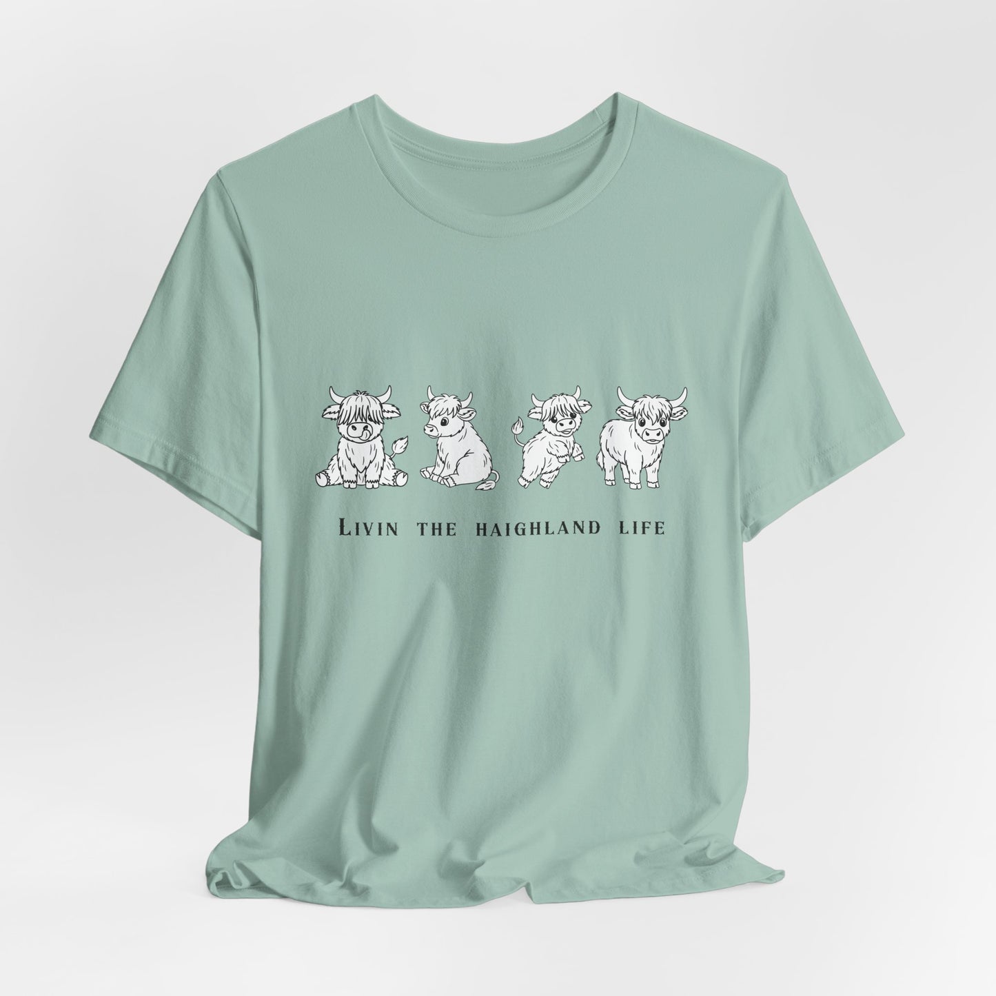Highland Cow T‑Shirt - "Livin' the Highland Life" Cute Scottish Cattle Graphic Tee