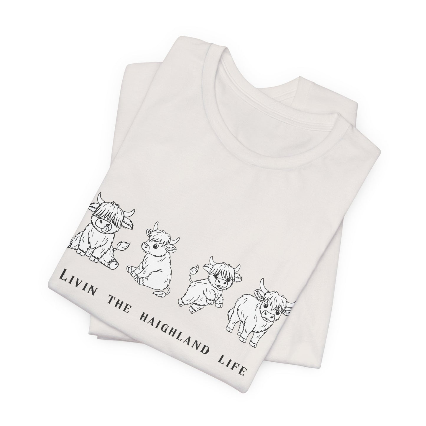 Highland Cow T‑Shirt - "Livin' the Highland Life" Cute Scottish Cattle Graphic Tee
