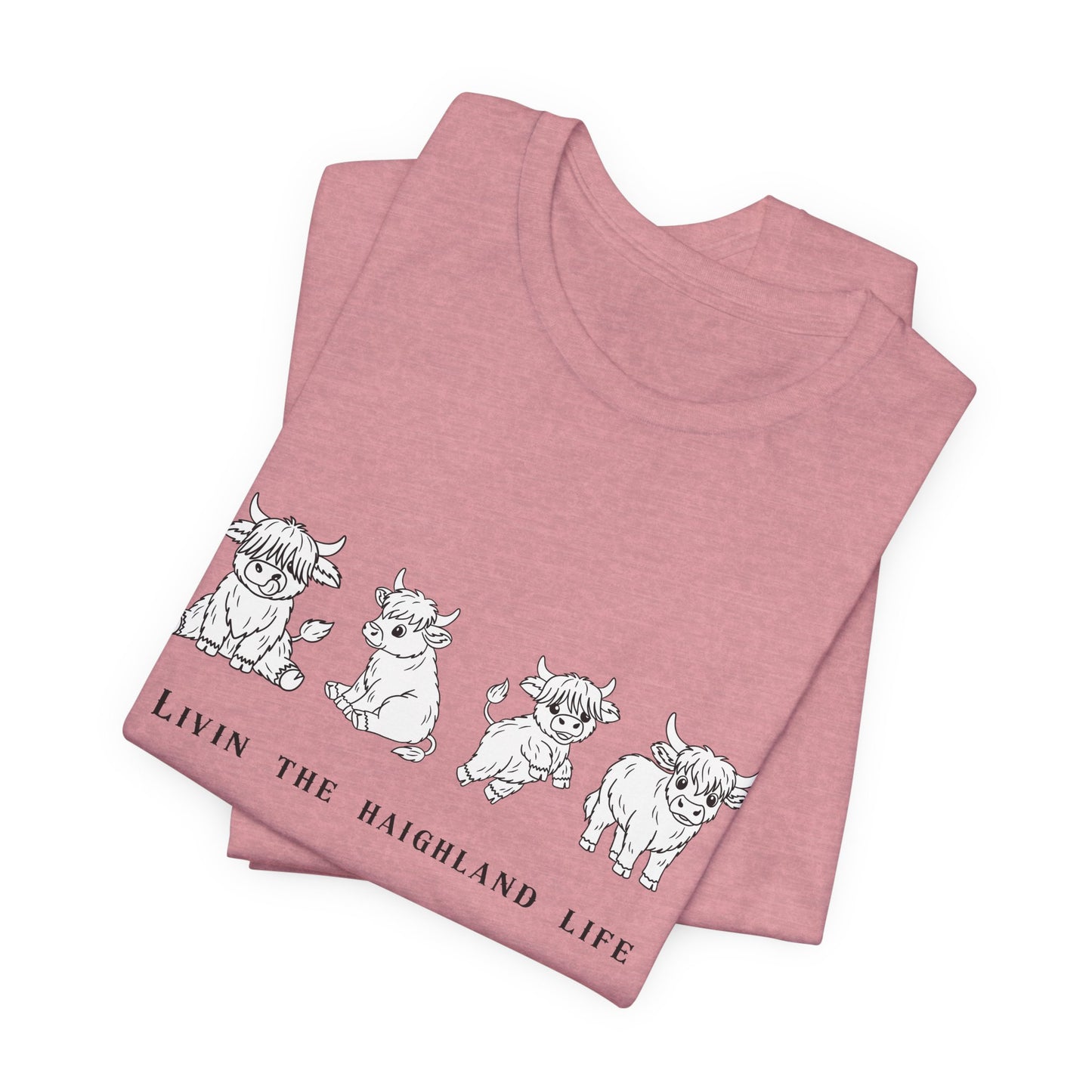 Highland Cow T‑Shirt - "Livin' the Highland Life" Cute Scottish Cattle Graphic Tee