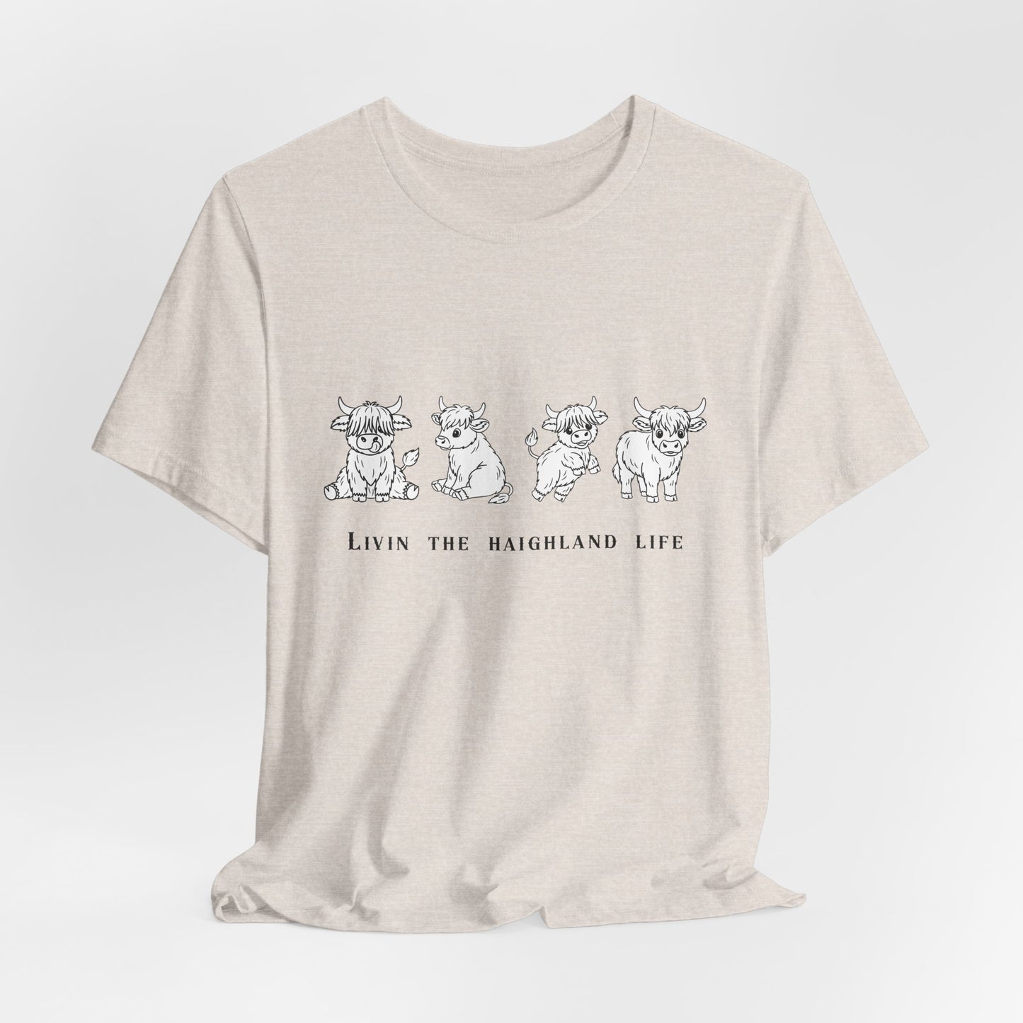 Highland Cow T‑Shirt - "Livin' the Highland Life" Cute Scottish Cattle Graphic Tee