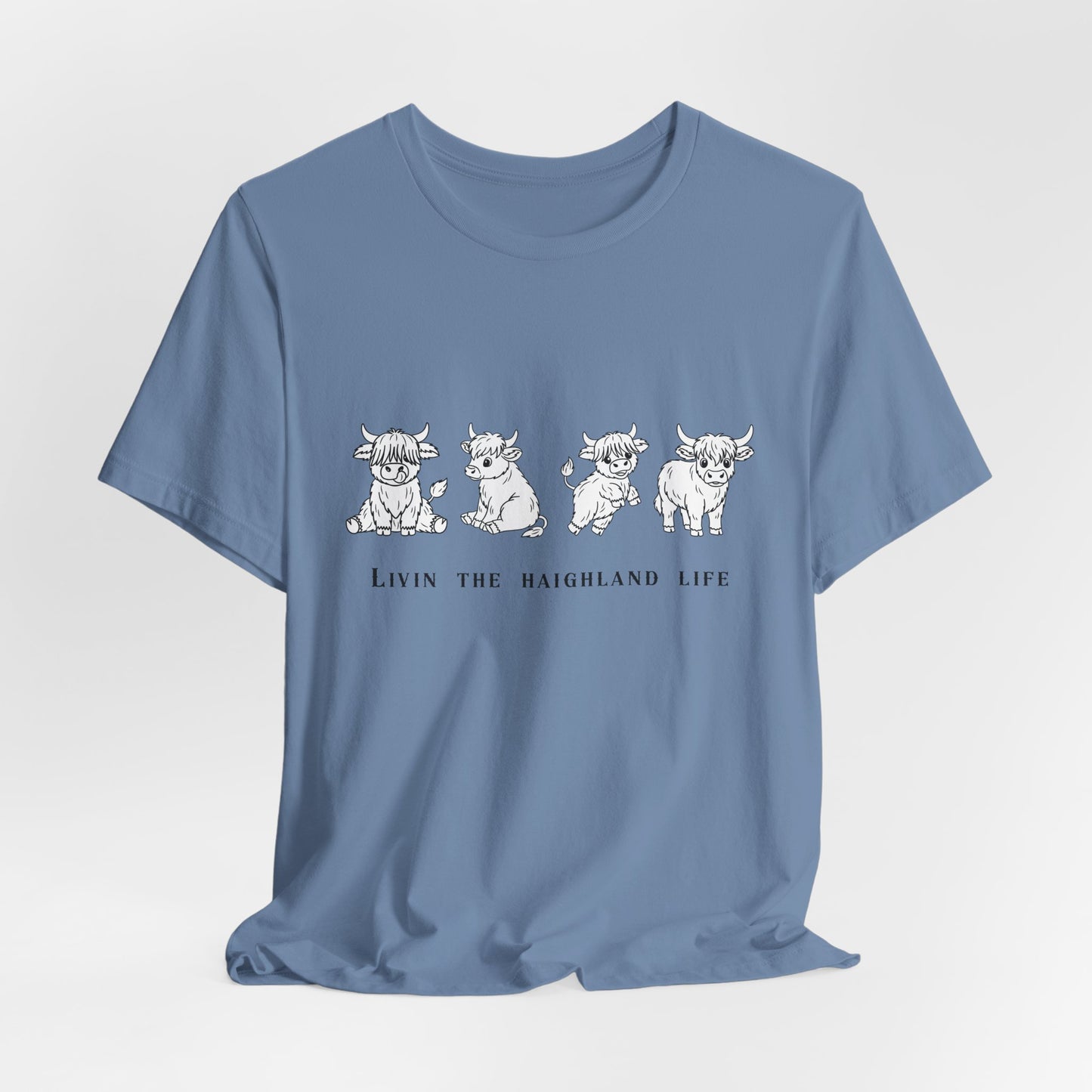 Highland Cow T‑Shirt - "Livin' the Highland Life" Cute Scottish Cattle Graphic Tee