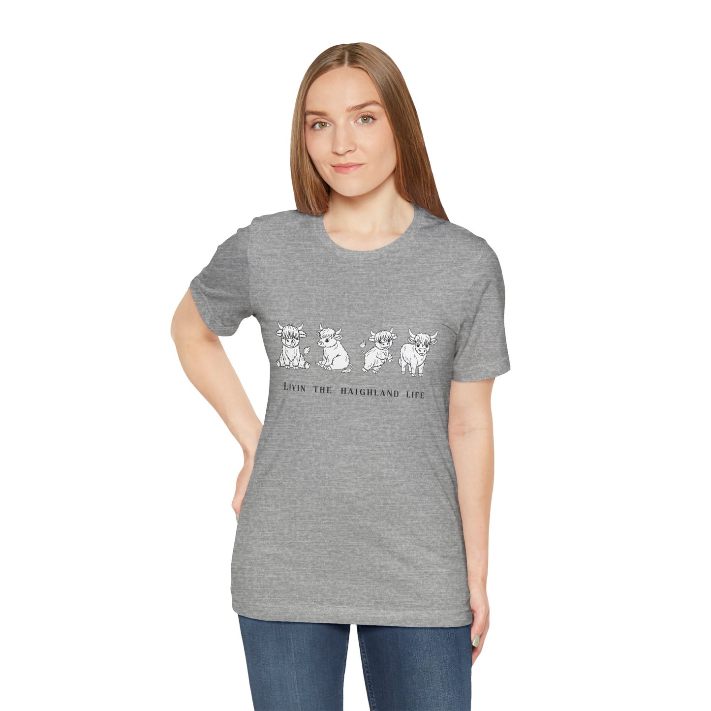 Highland Cow T‑Shirt - "Livin' the Highland Life" Cute Scottish Cattle Graphic Tee