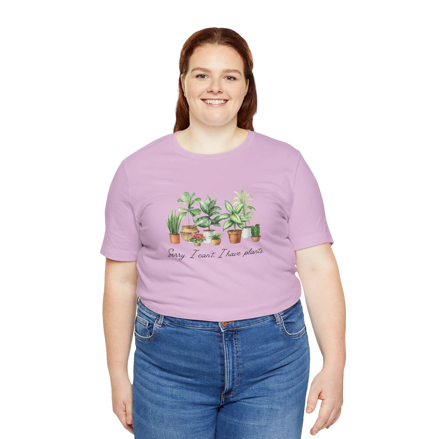 Plant Lover T‑Shirt - 'Sorry I Can't I Have Plants' Cute Potted Houseplants Tee