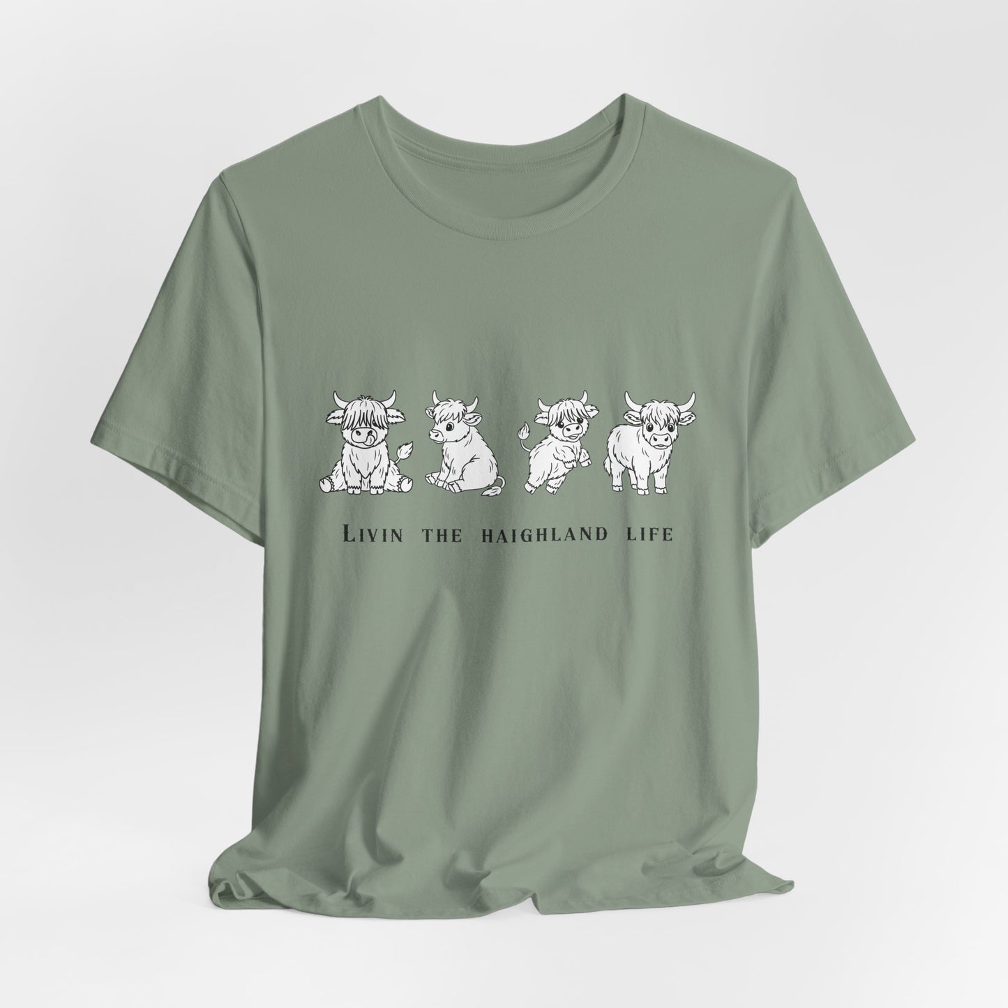 Highland Cow T‑Shirt - "Livin' the Highland Life" Cute Scottish Cattle Graphic Tee