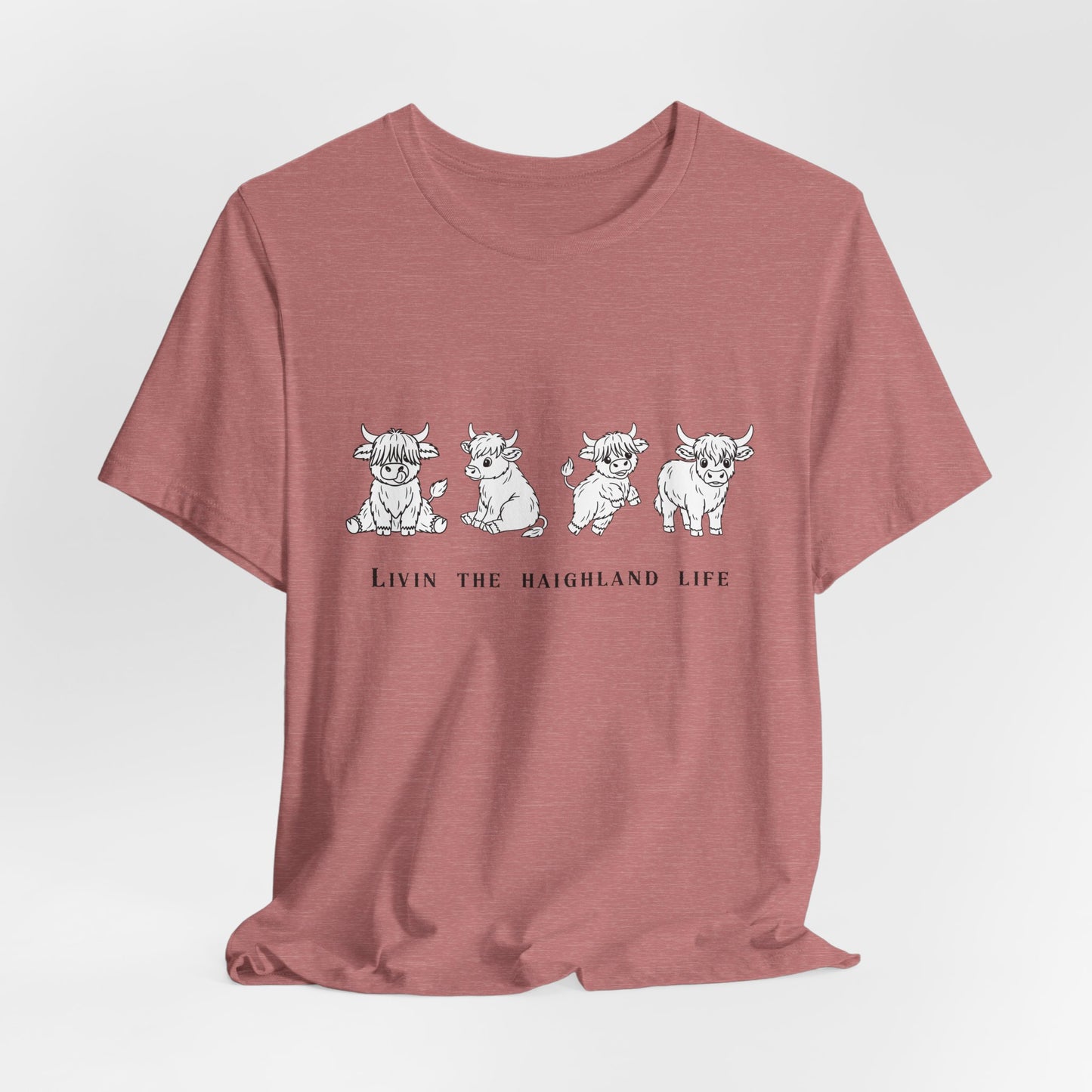 Highland Cow T‑Shirt - "Livin' the Highland Life" Cute Scottish Cattle Graphic Tee