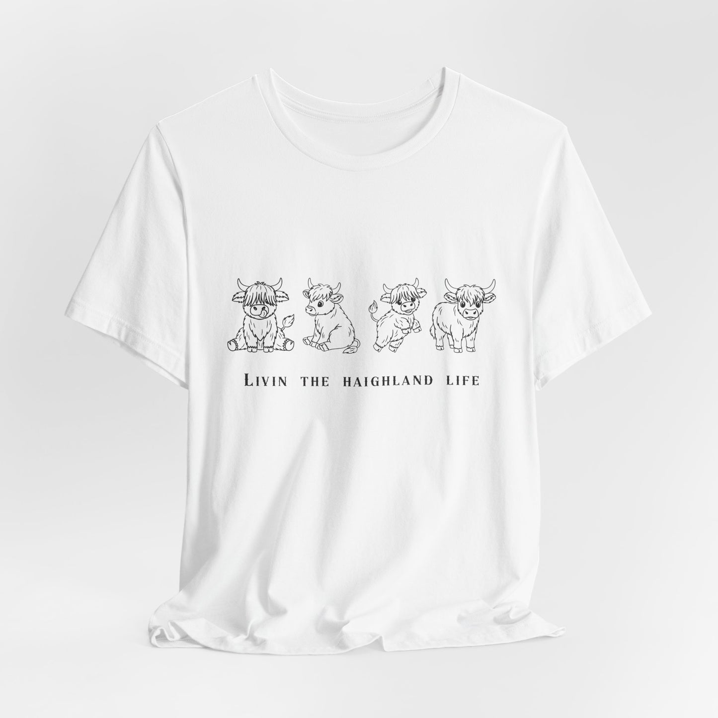 Highland Cow T‑Shirt - "Livin' the Highland Life" Cute Scottish Cattle Graphic Tee