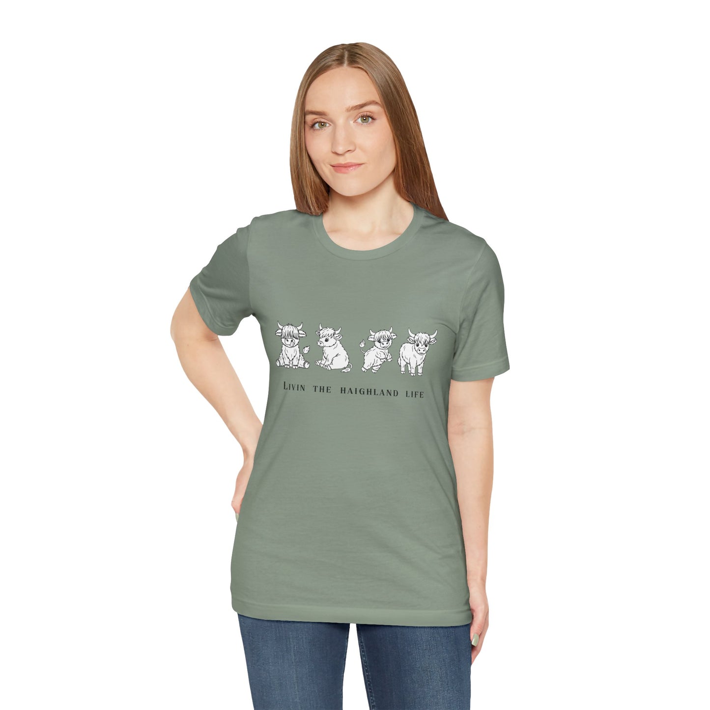 Highland Cow T‑Shirt - "Livin' the Highland Life" Cute Scottish Cattle Graphic Tee