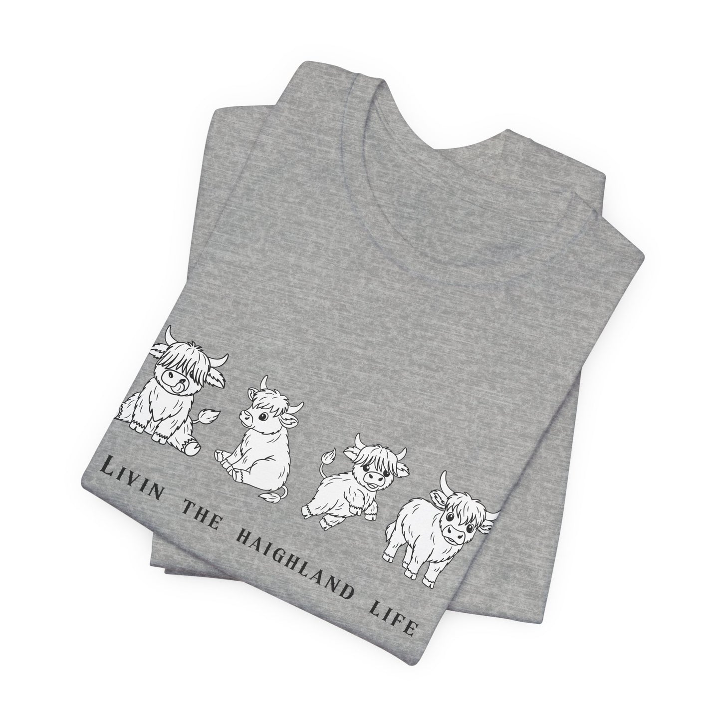 Highland Cow T‑Shirt - "Livin' the Highland Life" Cute Scottish Cattle Graphic Tee