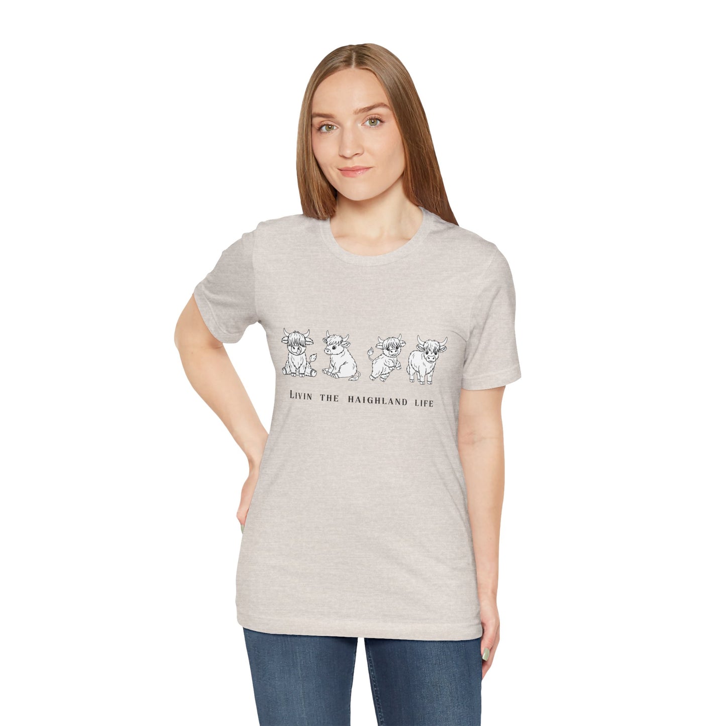 Highland Cow T‑Shirt - "Livin' the Highland Life" Cute Scottish Cattle Graphic Tee