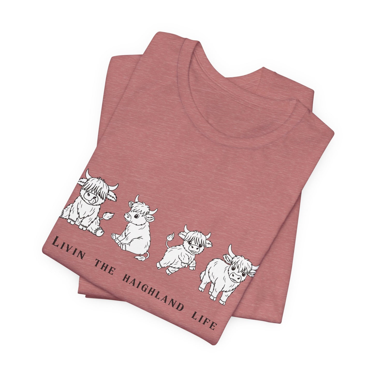 Highland Cow T‑Shirt - "Livin' the Highland Life" Cute Scottish Cattle Graphic Tee