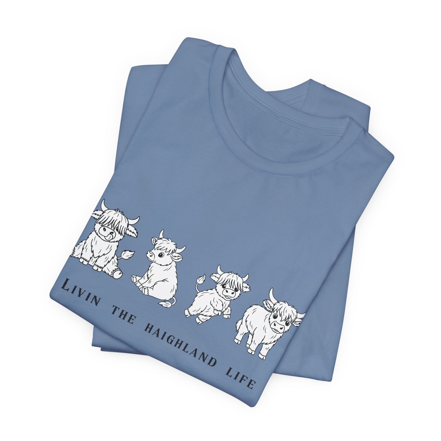Highland Cow T‑Shirt - "Livin' the Highland Life" Cute Scottish Cattle Graphic Tee