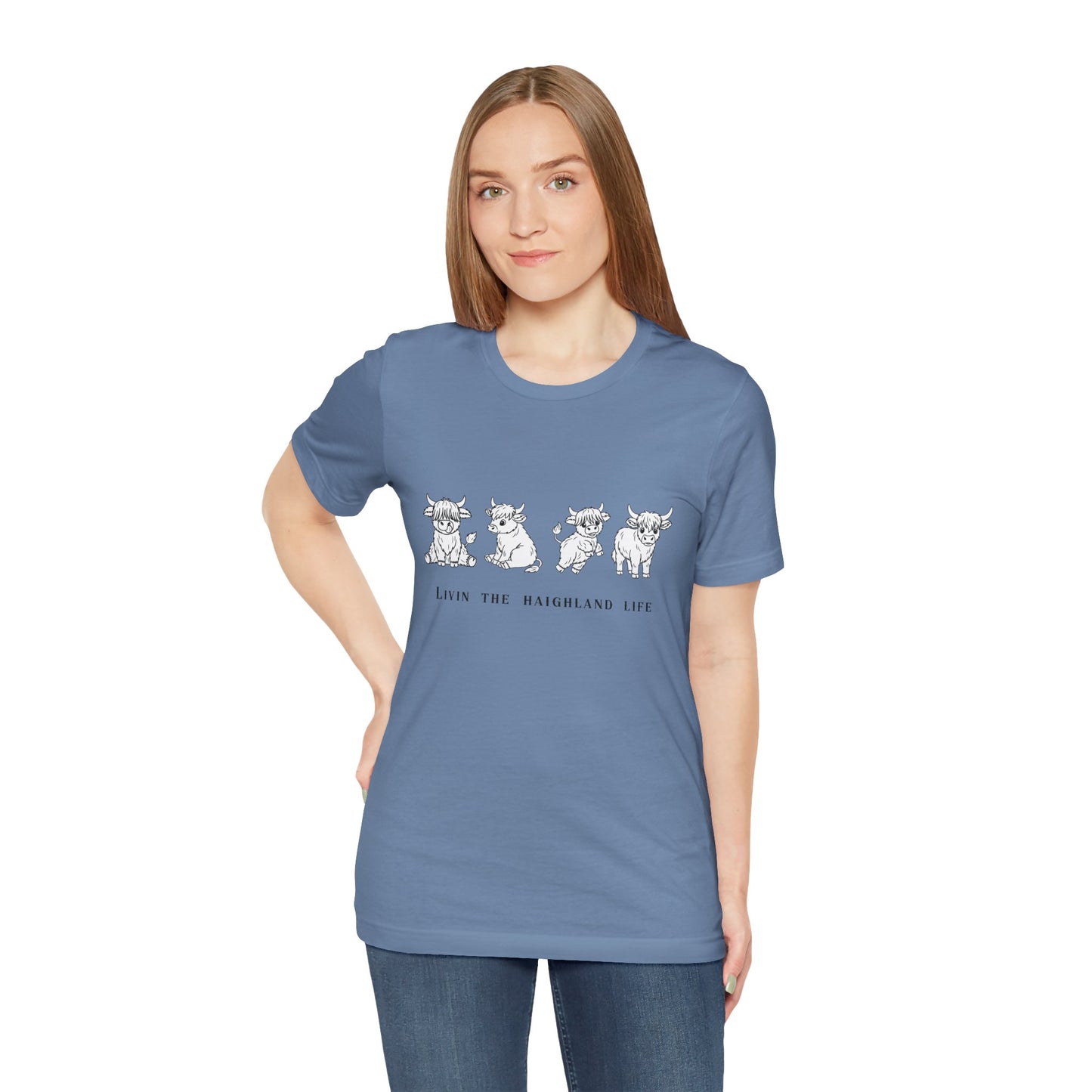 Highland Cow T‑Shirt - "Livin' the Highland Life" Cute Scottish Cattle Graphic Tee