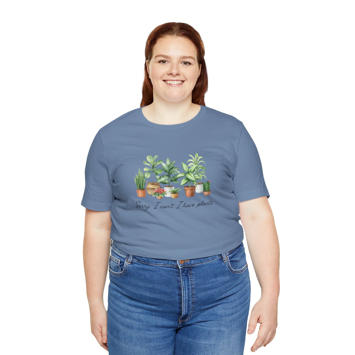 Plant Lover T‑Shirt - 'Sorry I Can't I Have Plants' Cute Potted Houseplants Tee