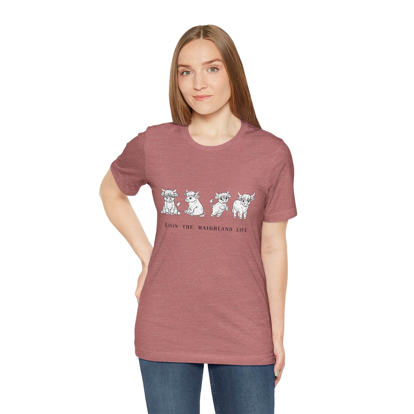 Highland Cow T‑Shirt - "Livin' the Highland Life" Cute Scottish Cattle Graphic Tee