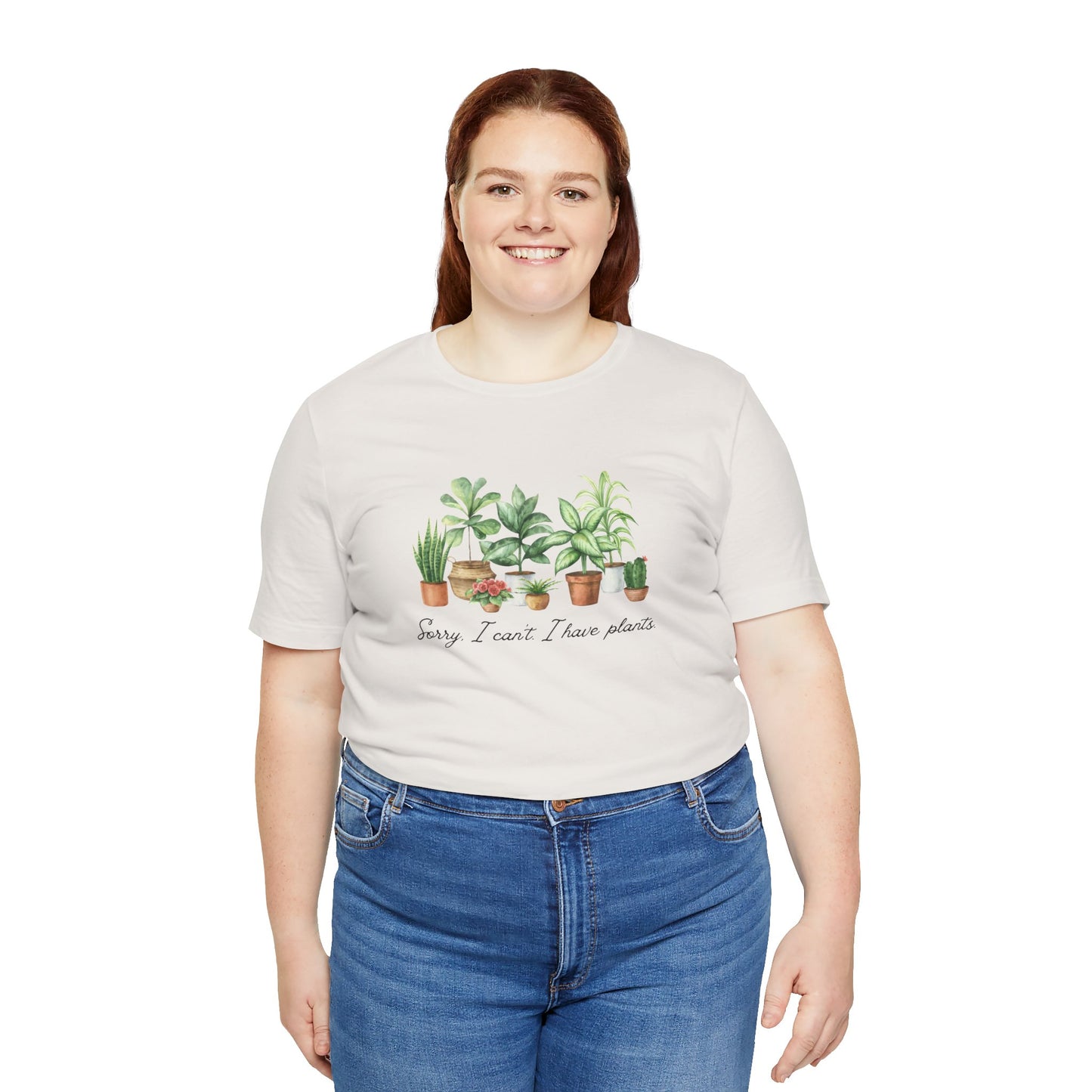 Plant Lover T‑Shirt - 'Sorry I Can't I Have Plants' Cute Potted Houseplants Tee